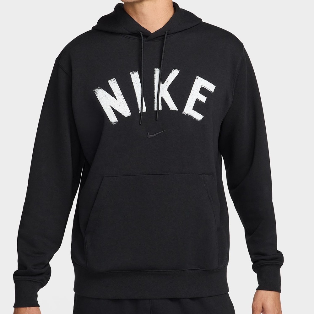 Nike Dri-FIT Mens‎ Black Distressed Graphic Logo Hoodie Sweatshirt Large L